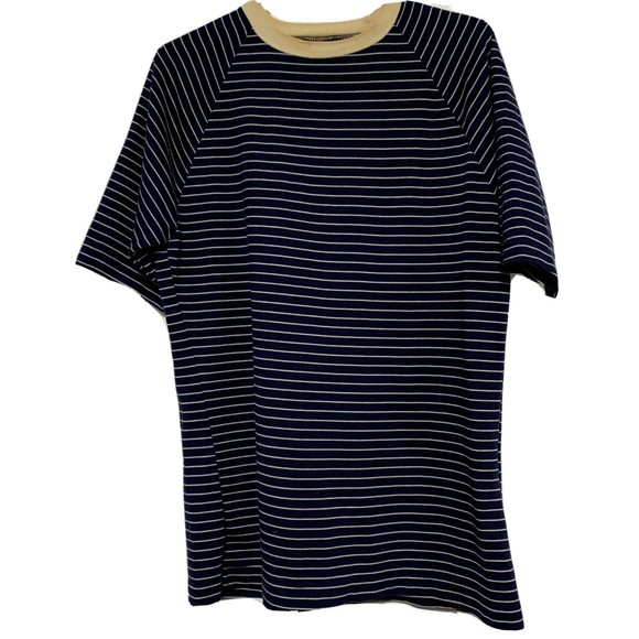 Vintage Mens XL Tee Grubb Stuff Crewneck Shirt Pullover Short Sleeve Blue Stripe - Picture 4 of 10